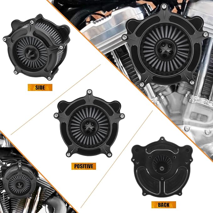 Air Cleaner Filter Aluminum Fit for Harley Touring Road King Street Glide Softail Sportster Dyna (Black Housing Grey Element, C For Touring 08-16,Softail 16-17,Trike 08-16)
