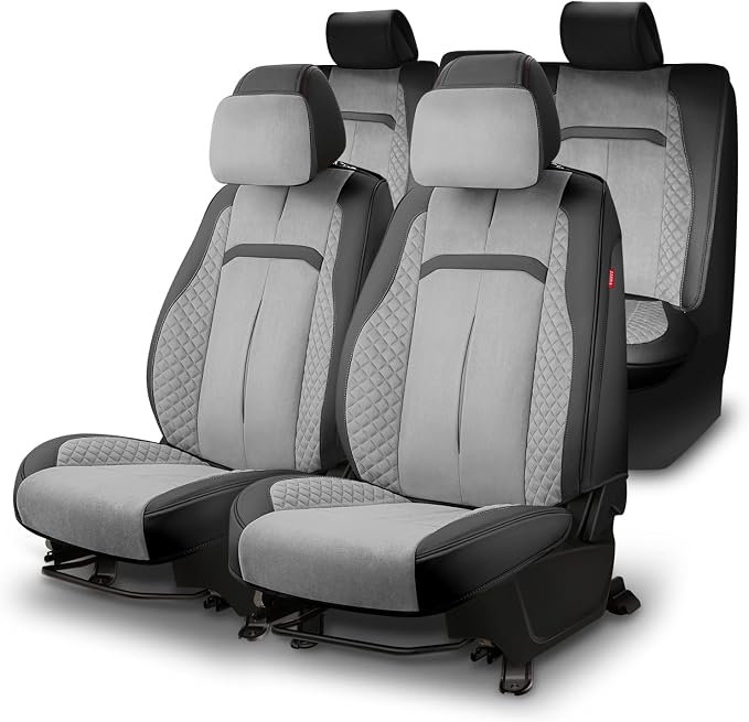 Voris Series Full Set Seat Covers Universal for Cars Trucks SUV, Grey, CA-SC-VORIS-Full-GY