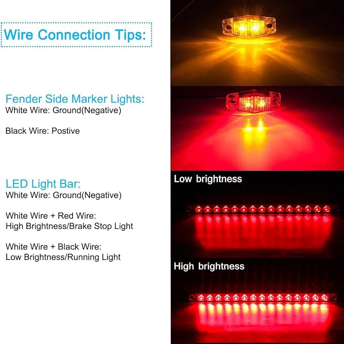 LIMICAR LED Boat Trailer Lights Kit, Submersible LED Trailer Light Kit for Utility Trailer w/25FT Wire Harness, Stop Turn Tail Brake License Plate Side Marker Lights, IP67 Waterproof for Boat RV Truck