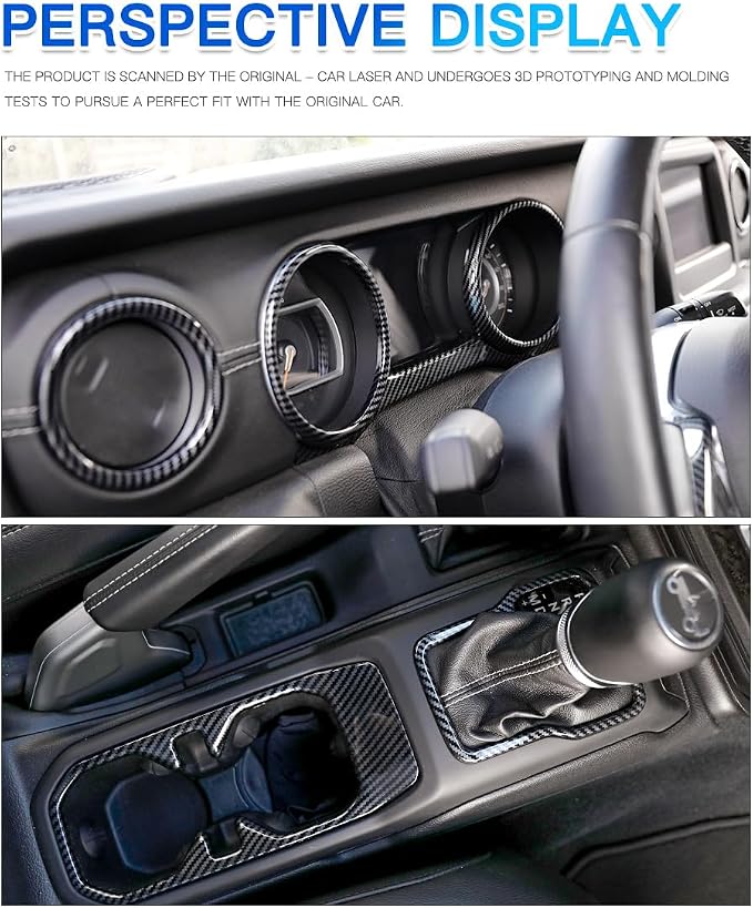 Barong for Jeep Wrangler JL JLU Gladiator JT 2018-2023 Accessories Interior Decoration Steering Wheel Gear Cup Holder Door Panel AC Air Vent Reading Light Cover 23PCS Full Set (Carbon Fiber)
