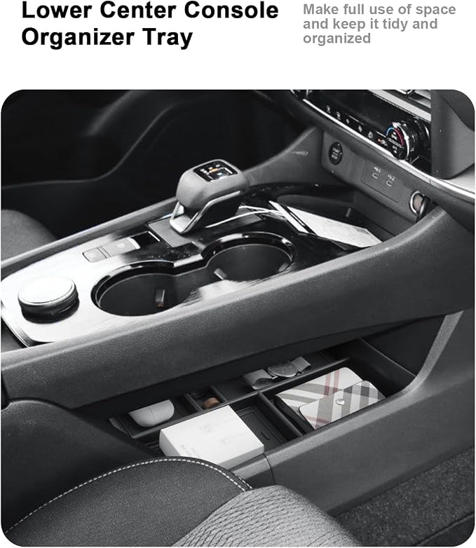 ECOZEN Center Console Organizer For 2021-2026 Nissan Rogue - 2 Pcs Armrest Box Storage Tray + Lower Console Organizer Tray For 2021-2026 Rogue(S/SV/Dark Armor/Rock Creek/Platinum) Accessories