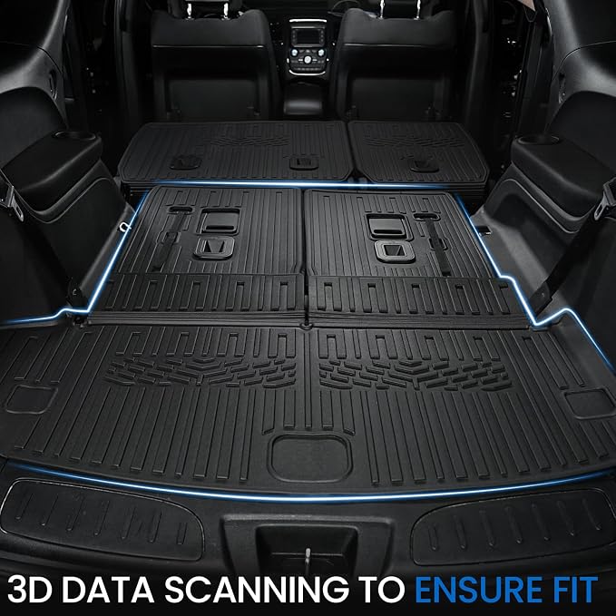 Cargo Mat Backrest Mats for 2016-2025 2026 Dodge Durango 6/7 Seats Car Mat Accessories, All Weather TPE Cargo Liner Trunk Mat SXT GT RT SRT 392 Hellcat(Cargo Mat+3rd Row Backrest Mats)