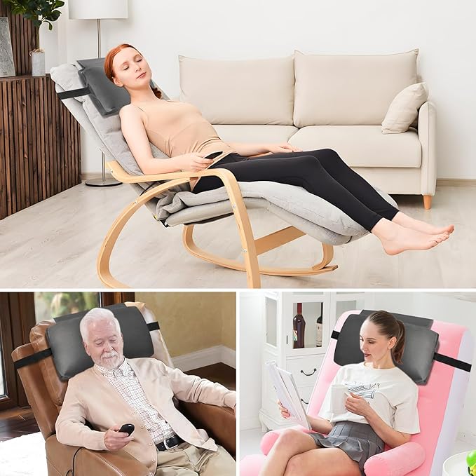 Head Recliner Pillow Adjustable Shredded Memory Foam Headrest Pillows for Recliner Chairs,Non-Slip Velvet Cushion for Pain Relief Neck Support Pillow for Travel Home Sofa Armchair with Zipper Cover
