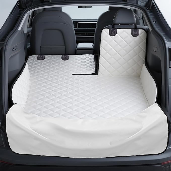 Heavy-Duty Leather SUV Cargo Liner for Fold Down Split Seats, Armrest Pass-Through Compatible, Pet-Friendly, Ideal for Dogs