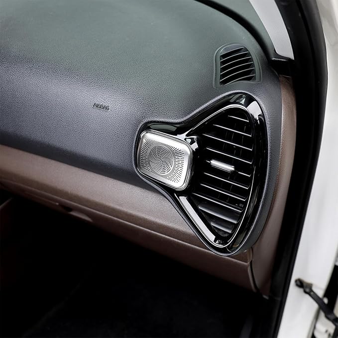 Stainless Steels Upper Air Outlet Speaker Cover Steels Interior Speaker Decoration Trim Cover Compatible with Kia Soul 2020-2025 Accessories (Silver)