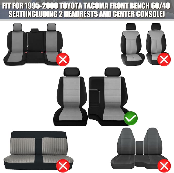 SAPUBK Front Seat Covers Replace for 1995-2000 Toyota Tacoma 60/40 Front Bench with Center Console, Driver and Passenger Knitted Fabric Composite Soft Foam Lining Airmesh Breathable Seat Cover