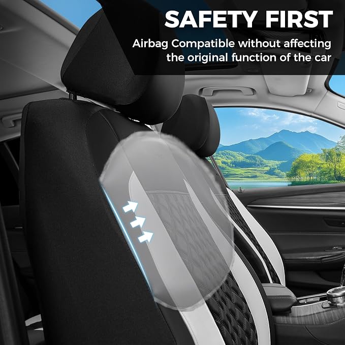 FLORICH Seat Covers, Front Seat Covers 2 PCs, Automotive Seat Cover for Cars, Luxury Leather Universal Seat Cover Accessories Fit for Most Cars SUV Truck Sedans(White)