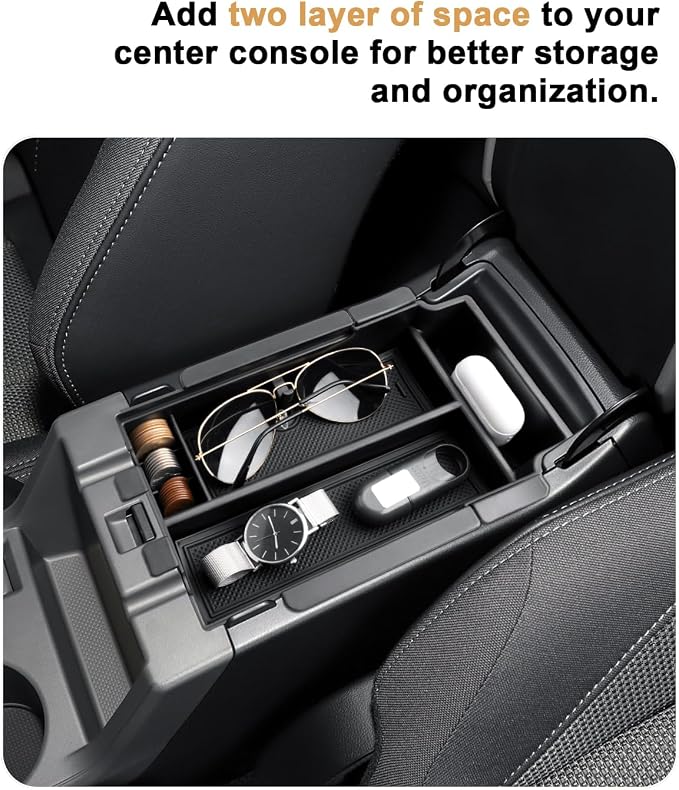 Center Console Organizer For 2024-2026 Subaru Crosstrek/2024-2026 Impreza - Double Layer Armrest Box Organizer For 2024-2026 Crosstrek/2026 Crosstrek Hybrid & 2024-2026 Impreza Accessories - ABS Tray