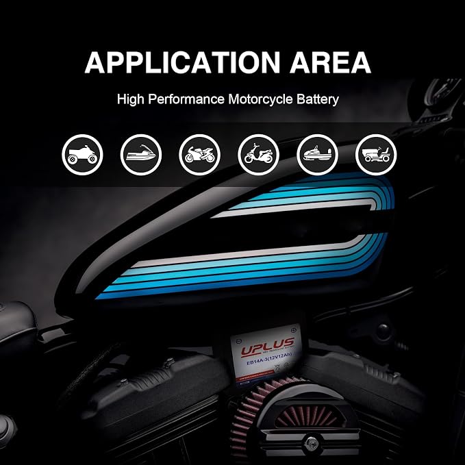 UPLUS YTX14AHL-BS Motorcycle Battery, EB14A-3 12V 12Ah SLA Batteries Maintenance Free Scooter ATV AGM Battery, Replacement for PTX14AHL-BS, GTX14AHL-BS, YUAM62H4L, YB14L-A2, 12N14-3A, YB14L-B2, ETX15L