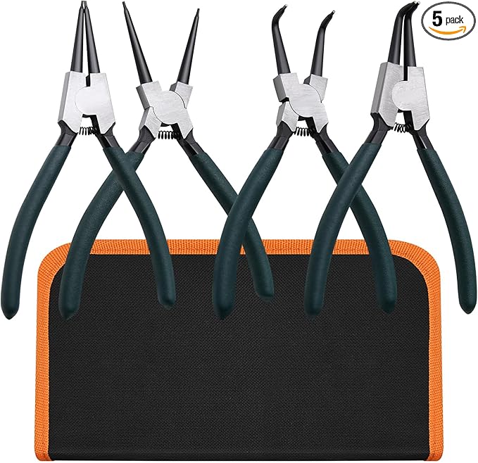 4pcs 7" Snap Ring Pliers with Storage Pouch