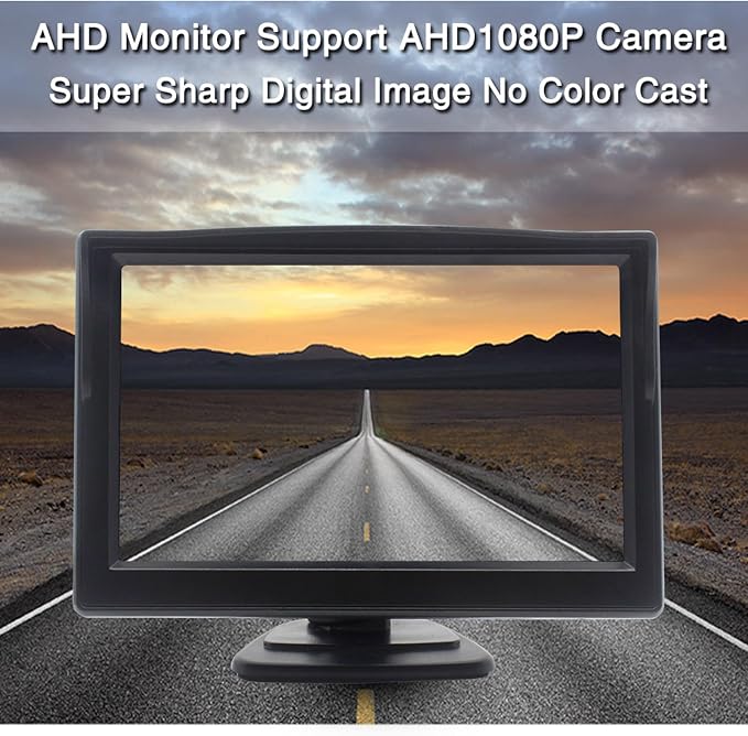Wired Backup Camera for Truck 5 '' AHD 1080P Front Rear View Monitor KIT 2K IP67 Waterproof Night Vision Reverse Camera for CAR, License Plate Back UP Reverse Camera for 12V Cars Sedan Truck Van SUV