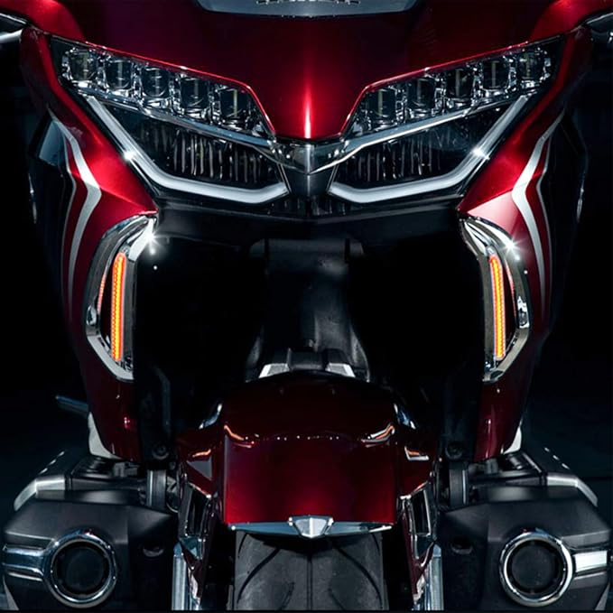 Motorcycle Front Brake LED Light NAV Turn Signal Lights Front Fork Mounted Led Lamp for Honda Goldwing GL 1800 GL1800 F6B 2018-UP 2019 2020 (Black)