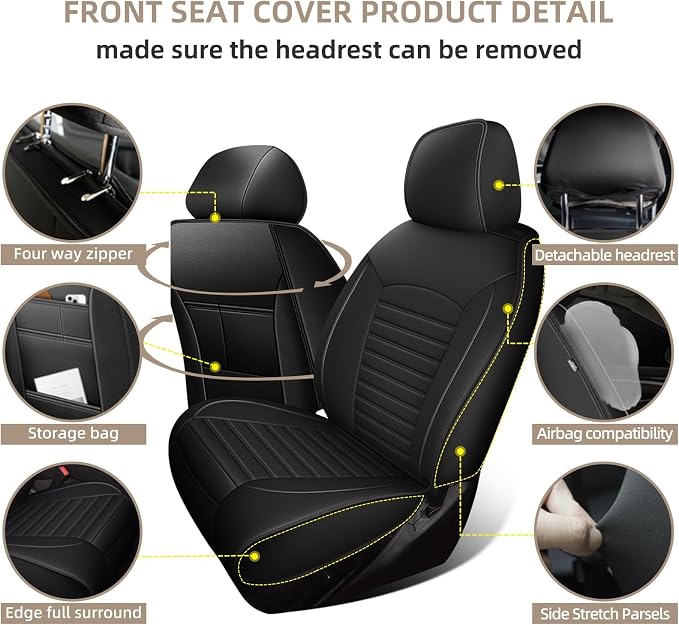 Car Seat Covers Fit for Ford Edge 2007-2025 Front Set Luxury Faux Automotive Seat Covers Waterproof Car Seat Protector Cushion Protector for Ford Edge Accessories Women Girl Gift