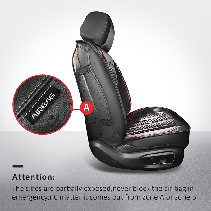 MIROZO F150 Seat Covers Full Set,Leather Truck Seat Covers Waterproof Car Seat Covers Fits for 2015-2026 Ford F-150 and 2017-2026 F-250 F-350,Easy to Install Cover Set (Black and Red,Full Set)