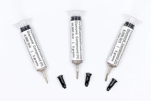 TechDiamondTools Kit of 3 Diamond Polishing Compound Polishing Paste USA Made 4000 8000 50000 Grit for Marble Glass Metal Rock Jewelry Resin Silver Gemstone with High Concentration of Diamond Powder