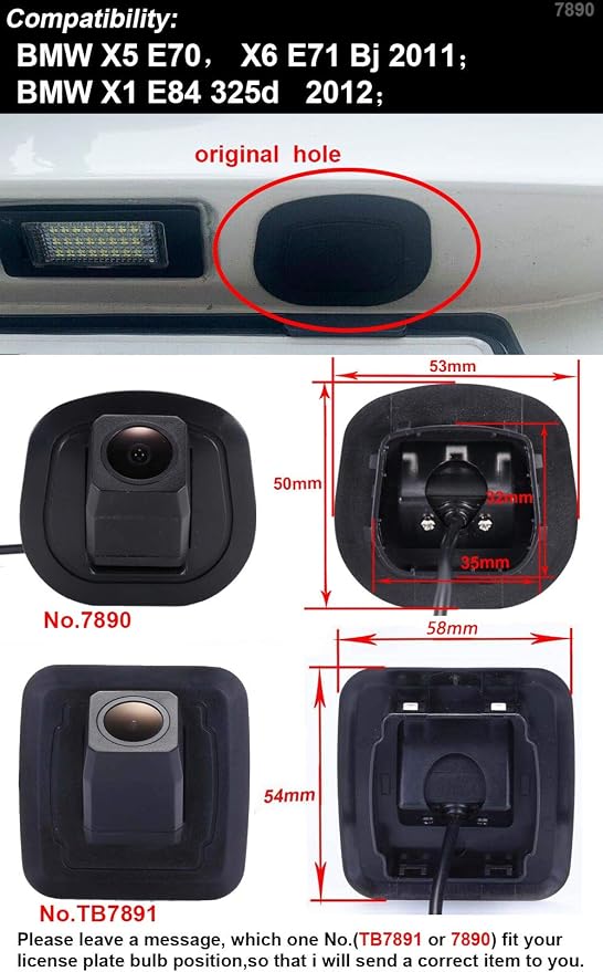 1280x720pixel 1000 TV Lines Backup Camera,Rear View Camera Night Vision,Waterproof Reverse Camera 170° Wide View Angel Replacement for X5 E70 X6 E71 2011/ X1 E84 325d 2012
