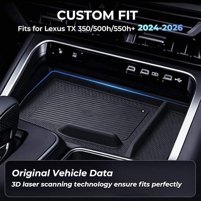 Wireless Charging Protective Mat for Lexus TX TX350/TX500h/TX550h+ 2026 2025 2024, Interior Accessories Center Console Wireless Charger Cover Pad for 2024-2026 TX 350/550h/550h+, Black