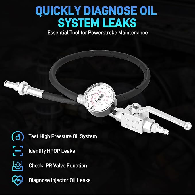 IPR Air Test Tool Compatible with Ford Powerstroke 6.0L 7.3L Diesel Engines, Heavy-Duty High Pressure Oil System Leak Tester, Diagnostic Tool for HPOP & IPR Valve Leak Troubleshooting