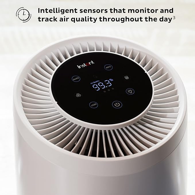 Instant HEPA Quiet Air Purifier From the Makers of Instant Pot with Plasma Ion Technology for Rooms up to 1140ft2, removes 99% of Dust, Smoke, Odors, Pollen & Pet Hair, for Bedrooms, Offices, Pearl