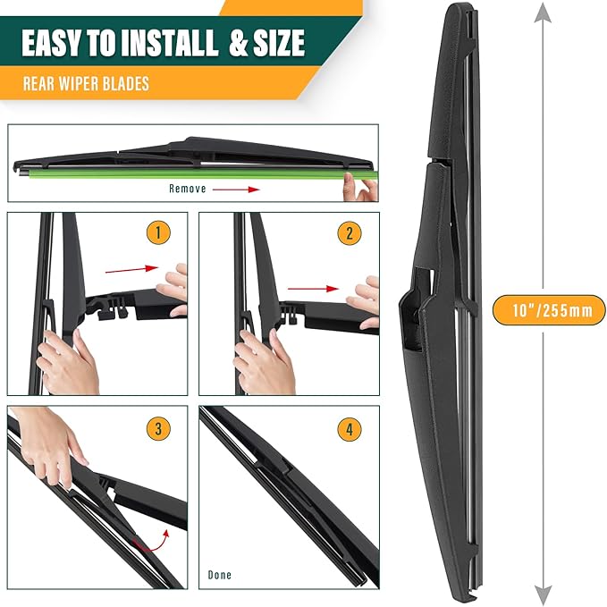 Windshield Wiper Blades Replacement for Toyota RAV4 2013 2014 2015 2016 2017 2018 Original Factory Quality Front Rear Wiper Blade Set - 26" 16" 10" (Set of 3)