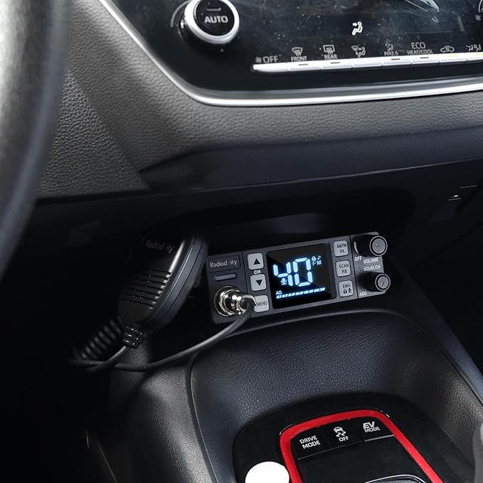 Radioddity CB-606 CB Radio, 40 Channel Mobile CB Radio with AM/FM/PA Modes, 2.2’’ LCD Screen, Instant Channel 9/19, VOX, Roger Beep, TOT, ASQ/SQ, for Off-Road Adventure