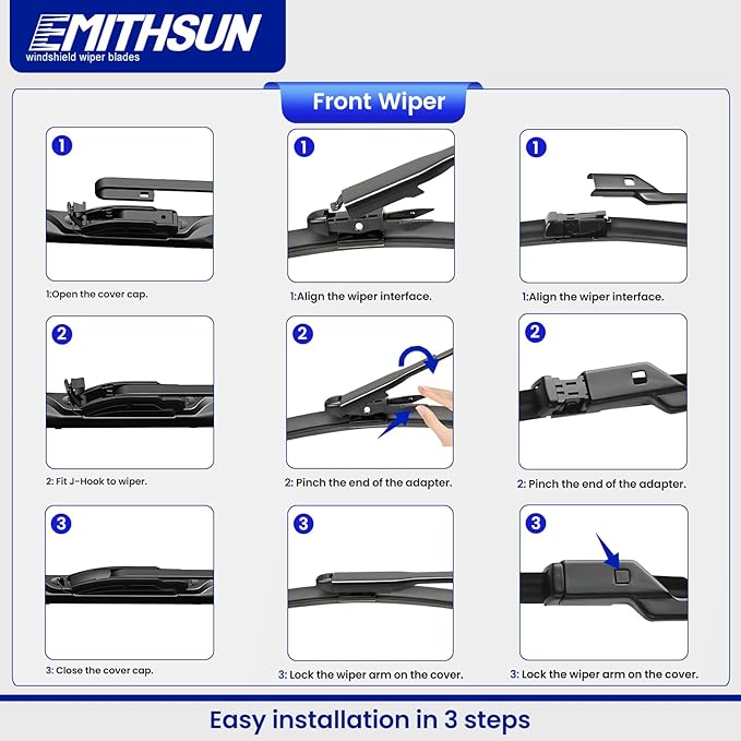 EMITHSUN® 22-Inch Wiper Blades: 2 - Pack Windshield Wipers for Chevrolet Avalanche Silverado Suburban Tahoe - All - Season Beam Design - Exact Replacement for Chevrolet Cars
