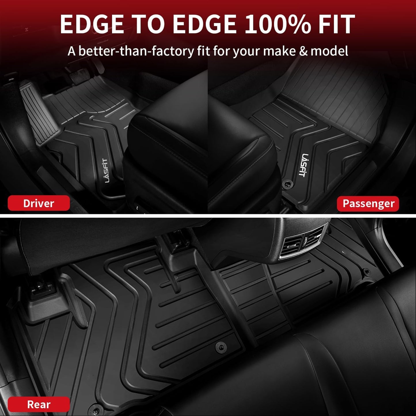 LASFIT Floor Mats Fit for Lexus NX NX200t NX300 NX300h 2021-2015 All Weather Floor Liners Custom Fit for Lexus NX All Models 2021 2020 2019 2018 2017 2016 2015 TPE Car Mats,Front and Rear Mats,Black