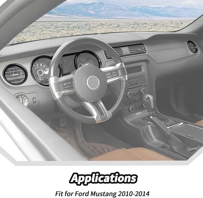 JeCar 4pcs for Mustang Carbon Fiber Interior Dash Vent Cover Trim Kit Fit for 2010-2014 Ford Mustang Interior Accessories