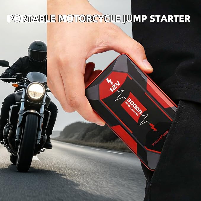 3000A Portable Car Jump Starter, 12V Battery Booster for 6.0L Gas/4.0L Diesel, 9 Safety Protections, Power Bank, 3-Mode LED Flashlight & Hard Case