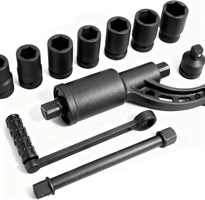 1" Drive Heavy Duty Torque Multiplier Wrench Set, 11 PCS with 21-41mm Sockets Set, 4800 NM 1:64 Labor Saving Lug Nuts Remover for Semi Truck & RVs with Storage Case