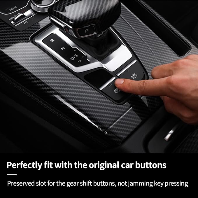 Center Console Gear Shift Panel Cover Compatible with Audi Q5 2021-2025, Console Gear Shift Trim Protective Frame for Audi Q5 2018-2021 LHD, ABS Carbon Fiber Q5L Interior Accessories