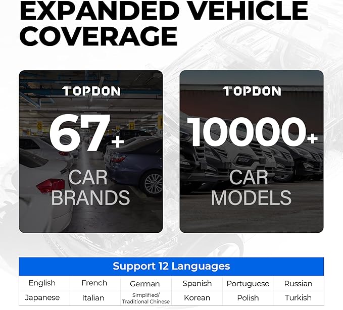 TOPDON AD500 OBD2 Scanner, Oil SAS Throttle TPMS BMS EPB Reset, Engine ABS SRS Transmission, Diagnostic Scan Tool, AutoVIN, Car Check Engine Code Reader with Battery Test, Lifetime Wi-Fi Free Update