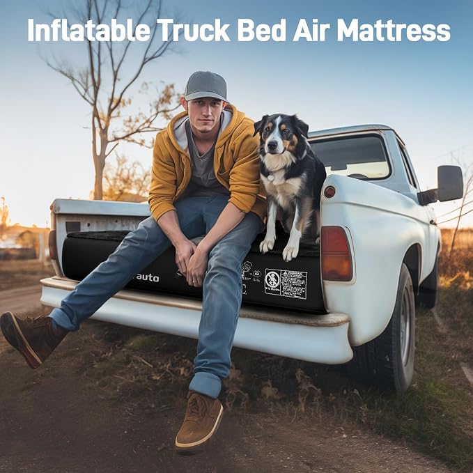 Umbrauto 6-6.5ft Mid SizeTruck Bed Air Mattress for Short Beds, Inflatable Mattress with Pump for MidSize Pickup Bed Tent Camping, Pick Up Truck Sleeping Pad for Camping