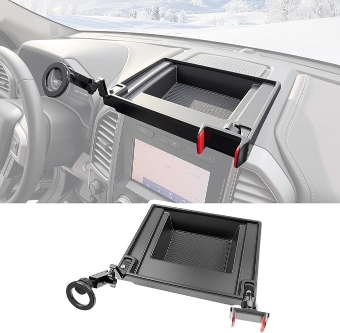 Dashboard Phone Holder Compatible with 2015-2020 Ford F150 with Speaker Center Console Organizer Dashboard Phone Multi-Mount Kit for F150 Accessories(f150 2015-2020 w/sub)