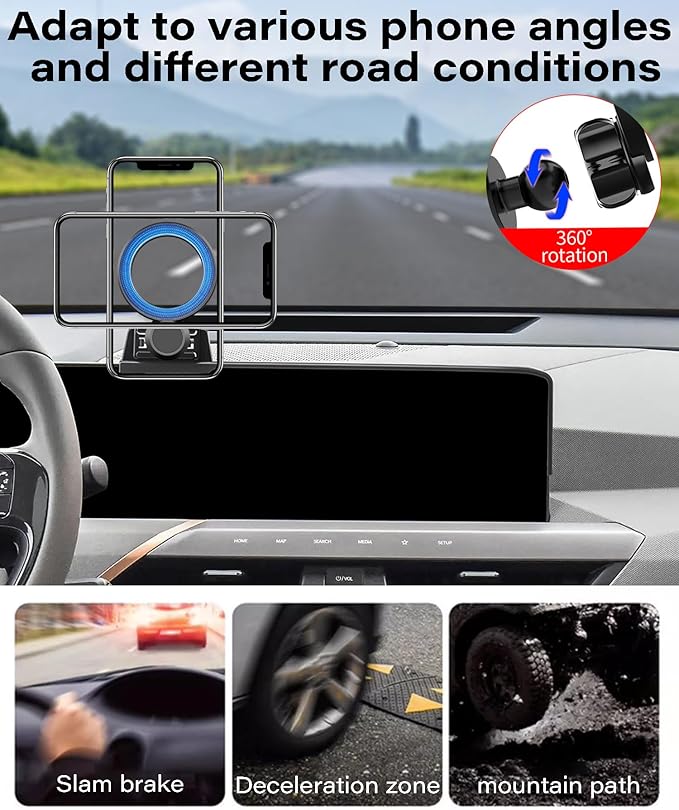 Magnetic Car Phone Mount for Kia EV9 2024 2025 2026 Accessories, for MagSafe Strong Magnets Cell Phone Holder 12.3-Inch Screen Cradles, with Portable Phone Gripper 360° Rotation