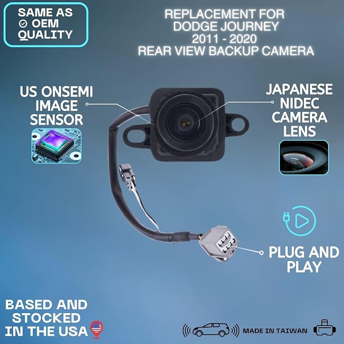 Rear View Backup Camera Fits 2011-2013, 2014-2016, 2017-2020 Dodge Journey | Rear Tailgate Mounting, Parking Cam Fits OE 56054158AB 56054158AC 56054158AD 56054158AE 56054158AF 56054158AG, backup monitor