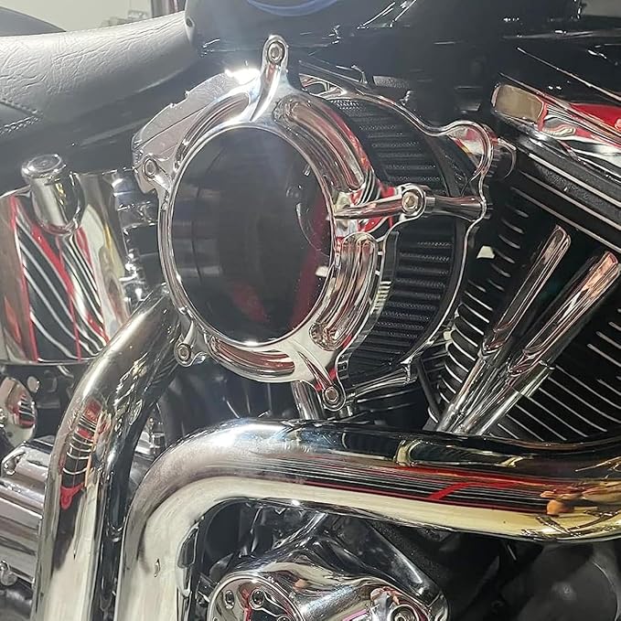 For harley davidson air cleaner filter sportster Touring street glide road king electra Dyna Softail motorcycle air intake (Chromed- gray filter, C-For Touring 2008-2016)