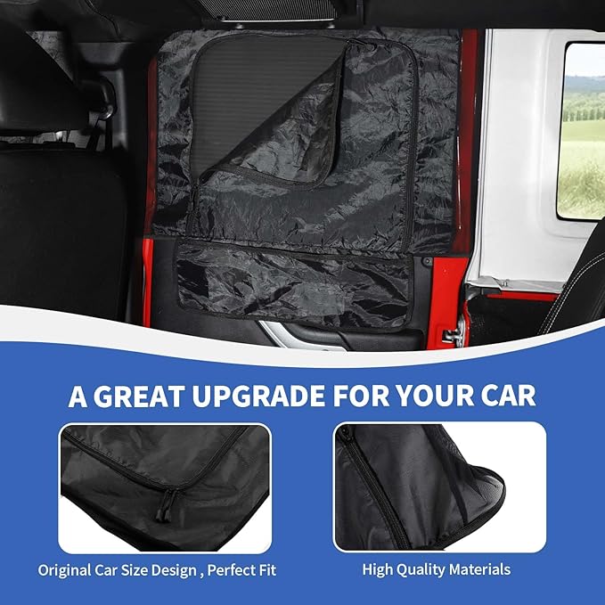 RAZPOY for Jeep Front & Rear Window Sun Shade, Side Window Screen Cover for Camping Compatible with 2007-2024 Jeep Wrangler JK JL & Gladiator JT, Side Curtain Nets