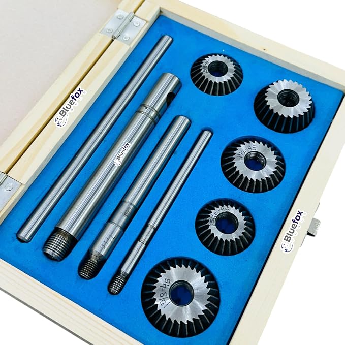 5-Piece Valve Seat & Face Cutter Set for Vintage Cars and Motorcycles – Carbon Steel Valve Cutting Kit with Wooden Box