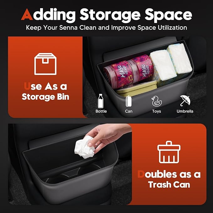Sunsdrew 2021-2025 Toyota Sienna Trash Can, Waterproof Car Trash Bin with Lid & Cup Holder Organizer, 2-in-1 Garbage Can Storage for Toyota Sienna L LE SE XLE Limited Woodland Accessories