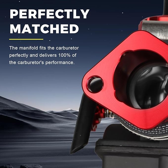 NIBBI PE24mm Carburetor Kit for Predator 212,Upgrade for Coleman Predator 196cc 212cc 224cc Engine Performance Parts with Intake Manifold 48mm Air Filter(Red)