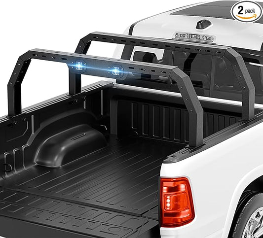 YZONA Adjustable 20-22.87" High Truck Bed Racks with 2 Led Lights Compatible with Tacoma/Tundra/Silverado 1500/ Sierra 1500/ Ram 1500/ Titan/Frontier/Canyon/Colorado/JT/Ford F-Series/Ranger