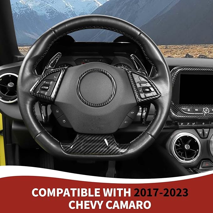 RAZPOY for Camaro Carbon Fiber Interior Trim Kit, 6PCS Gear Shift Panel Trim 8-Inch Large Navigation Screen Radio Cover Compatible with 2017-2023 Chevy Camaro Accessories (8" Large Screen)