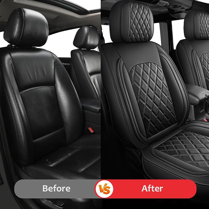 MIROZO Tacoma Seat Covers Full Set,Leather Truck Seat Covers Fits for 2024 2025 2026 Toyota Tacoma Crew Cab
