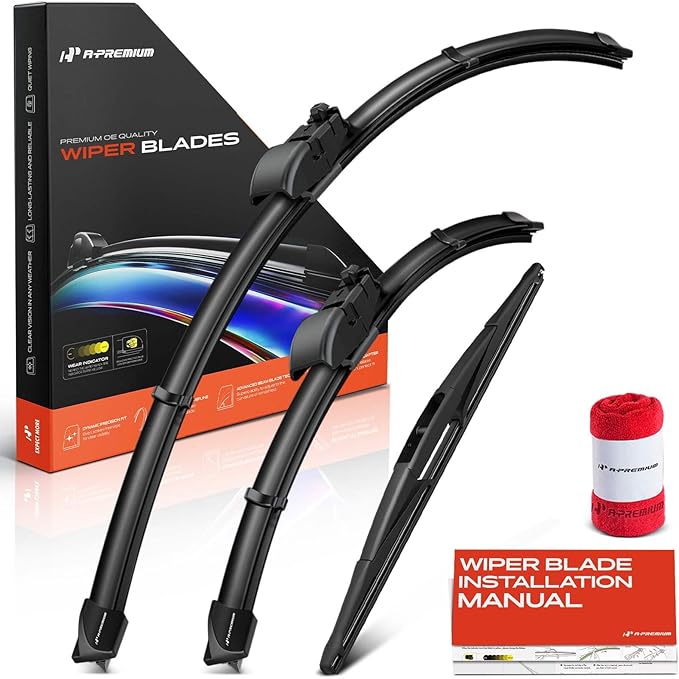 A-Premium 26"/17"/14" Windshield Wiper Blades Compatible with Subaru Forester 2019 2020 2021 2022 2023 2024 - Front Rear Wipers Blade Set for Gen2V5/RL3, with Wear Indicator & Towel (Pack of 3)