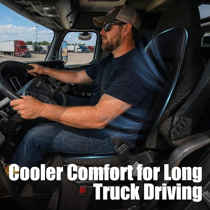 Cooling Car Seat Cover, Cooling Seat Covers For Cars Trucks, 2 Turbon Fans Auto On/Off 12V-24V 3-Speed Air Cooled Seat Cushion, Universal Fit for Summer Truck Office, Non-slip Breathable 3D Mesh