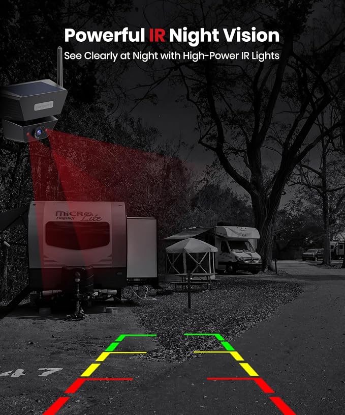 Solar Magnetic Wireless Backup Camera with a Bendable Suction Cup Bracket: Place the Monitor Anywhere You Want Without Obstructing Your View, 1080P HD Quality, and Receive Reliable Customer Service