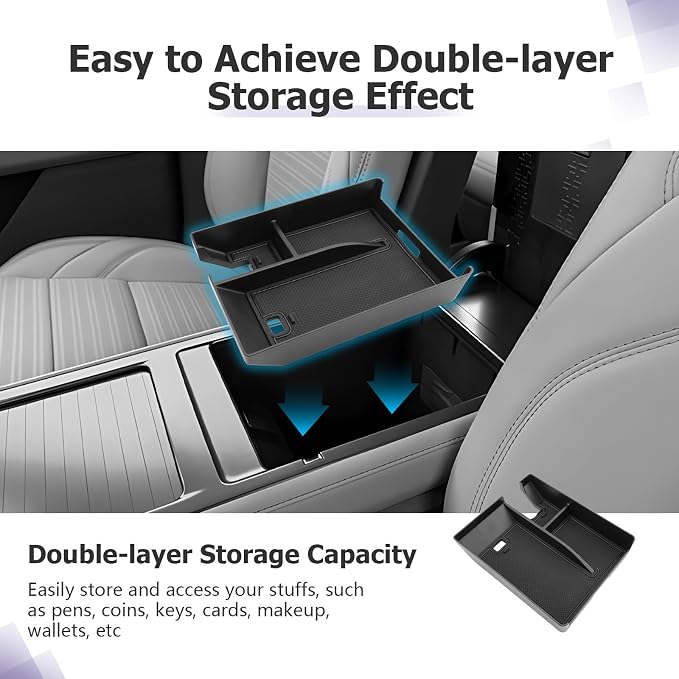 LUWU Lincoln Nautilus Center Console Organizer Compatible with 2024 2025 2026 Lincoln Nautilus Premiere/Reserve/Black Label Accessories Armrest Console Organizer Armrest Insert Tray 2026 Lincoln Black