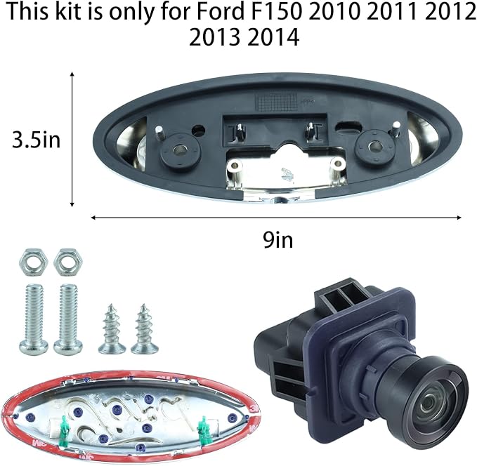 Tailgate Emblem Backup Camera Rear View Back Up Camera Kit Compatible with F-150 2011-2014 Reversing Parking Assist Camera Repalcement Kit AL3Z-19H511-A,BL3Z-19G490-B