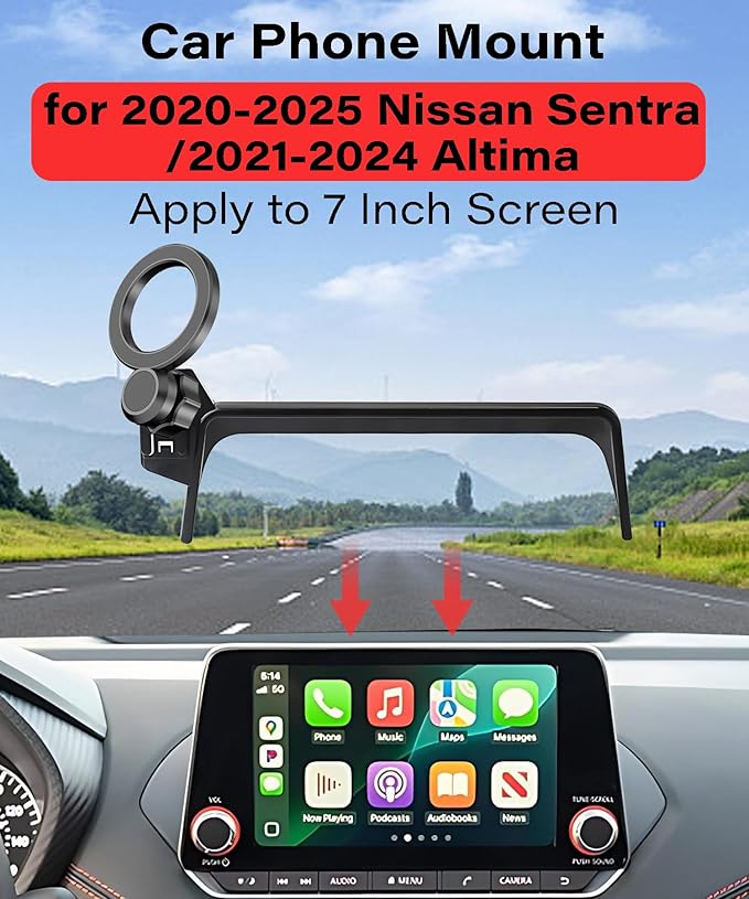 Magnetic Car Phone Mount for 2020-2025 Nissan Sentra /2021-2024 Altima Accessories,for MagSafe Strong Magnets Cell Phone Holder 7-Inch Screen Cradles,with Portable Phone Gripper 360° Rotation